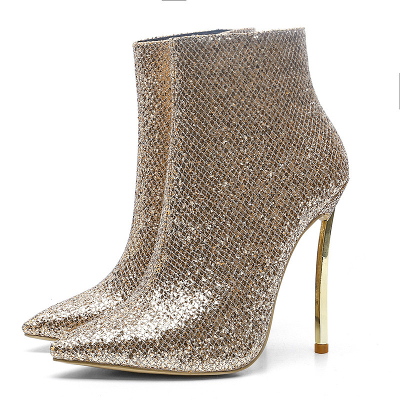 Snakeskin pattern high-heeled ankle boots