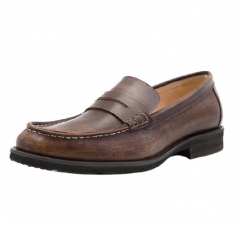 Comfortable Mens Leather Loafers , Mens Brown Leather Shoes Slip On Closure Type