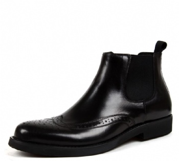 Winter black calf leather zipper loafers design men comfort low boots shoes boots
