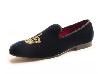 Luxury Mens Velvet Loafers Velvet Upper - Genuine Leather Type Round Toe Shape