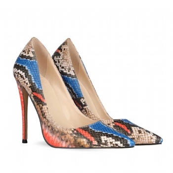 Snakeskin pattern high heels